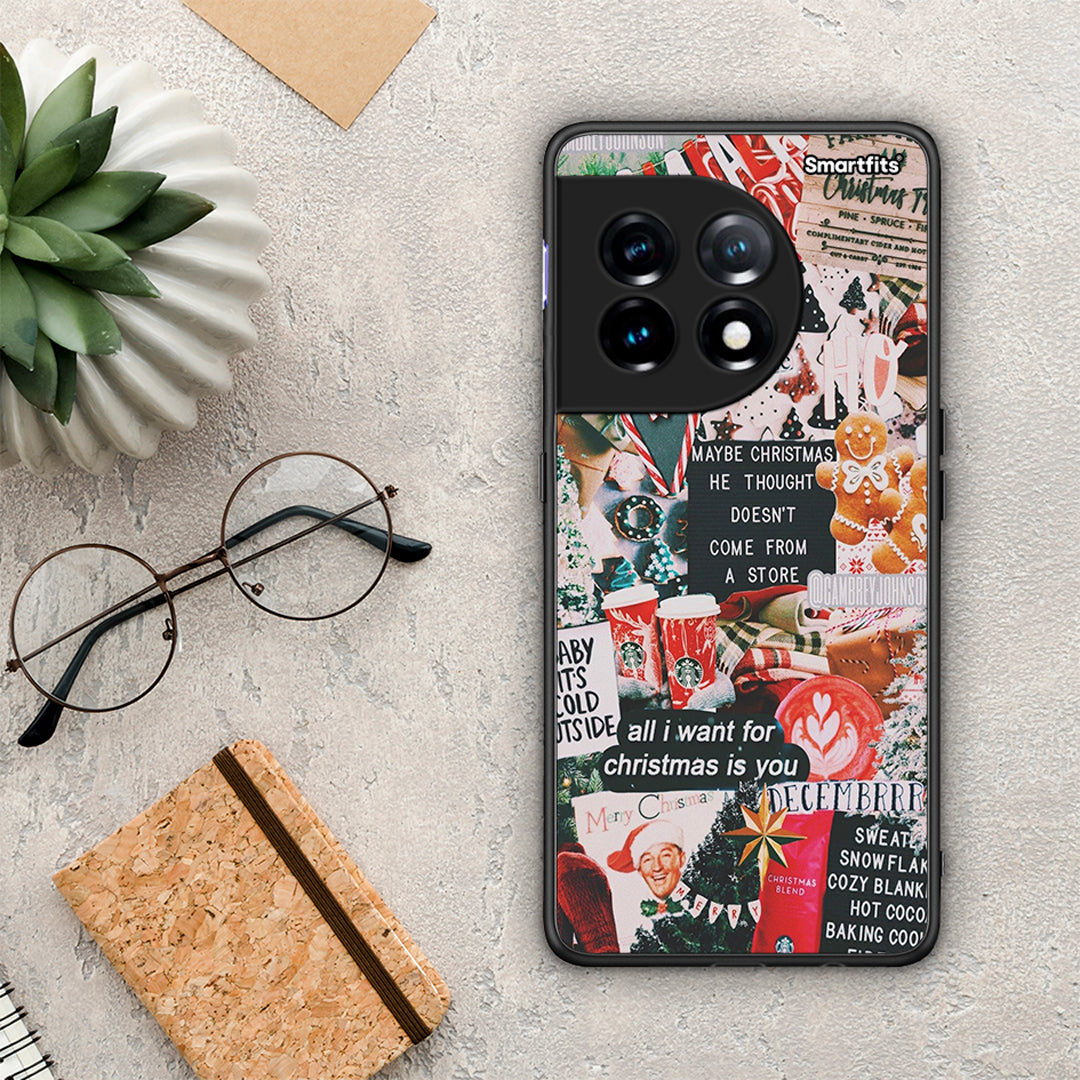 Θήκη OnePlus 11 5G Christmas Happiness από τη Smartfits με σχέδιο στο πίσω μέρος και μαύρο περίβλημα | OnePlus 11 5G Christmas Happiness Case with Colorful Back and Black Bezels