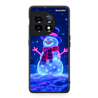 Thumbnail for Θήκη OnePlus 11 5G Christmas Neon Snowman από τη Smartfits με σχέδιο στο πίσω μέρος και μαύρο περίβλημα | OnePlus 11 5G Christmas Neon Snowman Case with Colorful Back and Black Bezels