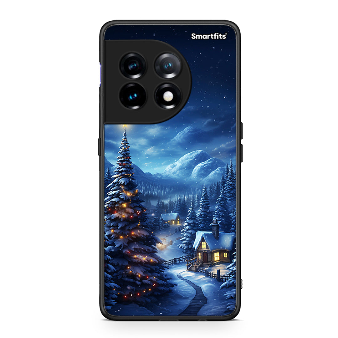 Θήκη OnePlus 11 5G Christmas Scenery από τη Smartfits με σχέδιο στο πίσω μέρος και μαύρο περίβλημα | OnePlus 11 5G Christmas Scenery Case with Colorful Back and Black Bezels