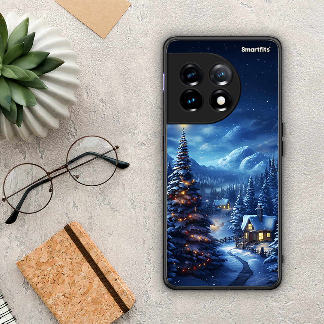 Θήκη OnePlus 11 5G Christmas Scenery από τη Smartfits με σχέδιο στο πίσω μέρος και μαύρο περίβλημα | OnePlus 11 5G Christmas Scenery Case with Colorful Back and Black Bezels