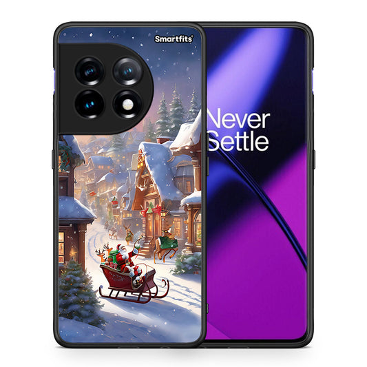 Θήκη OnePlus 11 5G Christmas Snow από τη Smartfits με σχέδιο στο πίσω μέρος και μαύρο περίβλημα | OnePlus 11 5G Christmas Snow Case with Colorful Back and Black Bezels