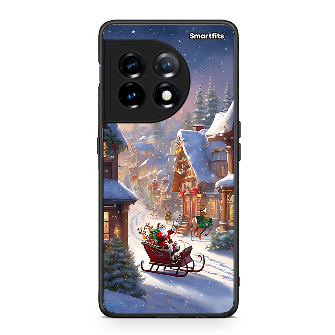 Θήκη OnePlus 11 5G Christmas Snow από τη Smartfits με σχέδιο στο πίσω μέρος και μαύρο περίβλημα | OnePlus 11 5G Christmas Snow Case with Colorful Back and Black Bezels