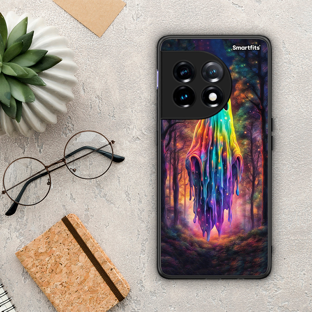 Θήκη OnePlus 11 5G Halloween Ghost από τη Smartfits με σχέδιο στο πίσω μέρος και μαύρο περίβλημα | OnePlus 11 5G Halloween Ghost Case with Colorful Back and Black Bezels