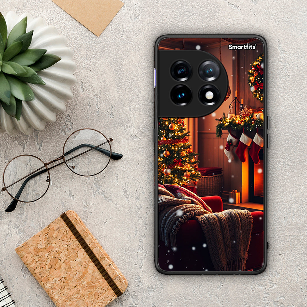 Θήκη OnePlus 11 5G Home For Christmas από τη Smartfits με σχέδιο στο πίσω μέρος και μαύρο περίβλημα | OnePlus 11 5G Home For Christmas Case with Colorful Back and Black Bezels