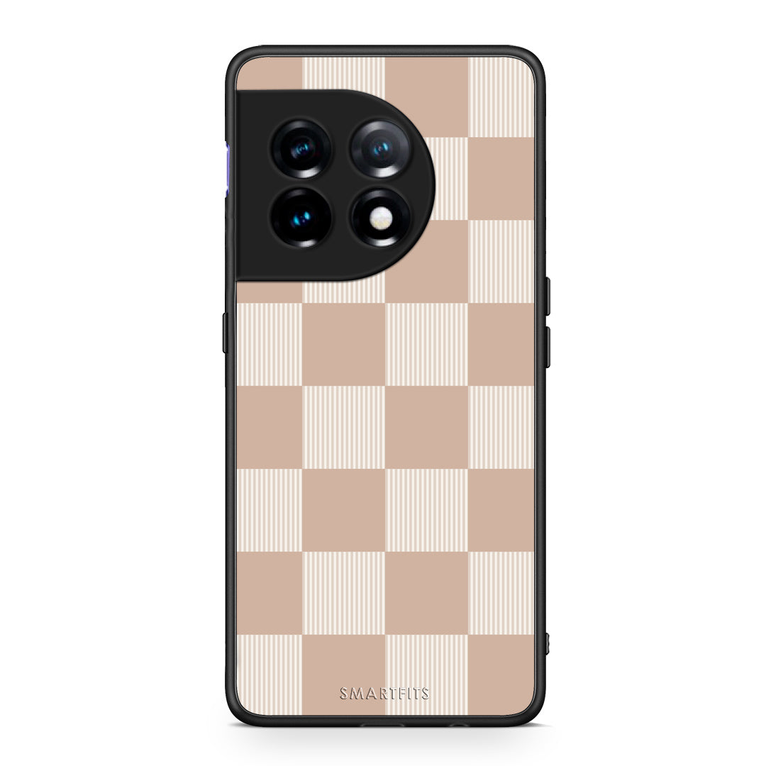 Θήκη OnePlus 11 5G Latte and Cream Striped Checks από τη Smartfits με σχέδιο στο πίσω μέρος και μαύρο περίβλημα | OnePlus 11 5G Latte and Cream Striped Checks case with colorful back and black bezels