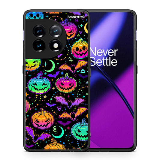 Θήκη OnePlus 11R / ACE 2 5G Neon Halloween από τη Smartfits με σχέδιο στο πίσω μέρος και μαύρο περίβλημα | OnePlus 11R / ACE 2 5G Neon Halloween Case with Colorful Back and Black Bezels