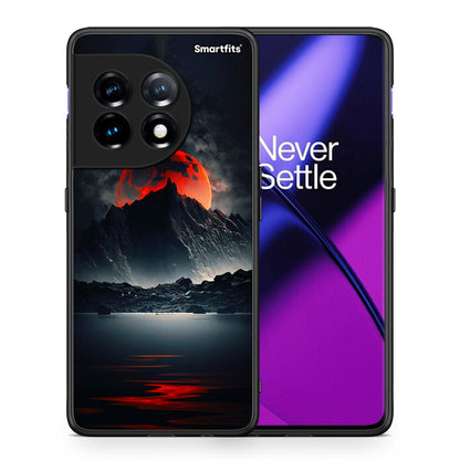 Θήκη OnePlus 11R / ACE 2 5G Red Full Moon από τη Smartfits με σχέδιο στο πίσω μέρος και μαύρο περίβλημα | OnePlus 11R / ACE 2 5G Red Full Moon Case with Colorful Back and Black Bezels
