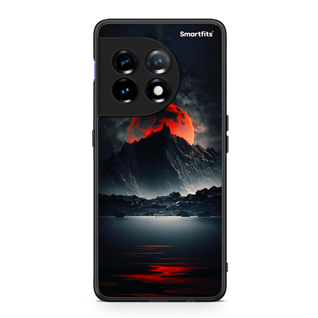 Θήκη OnePlus 11 5G Red Full Moon από τη Smartfits με σχέδιο στο πίσω μέρος και μαύρο περίβλημα | OnePlus 11 5G Red Full Moon Case with Colorful Back and Black Bezels