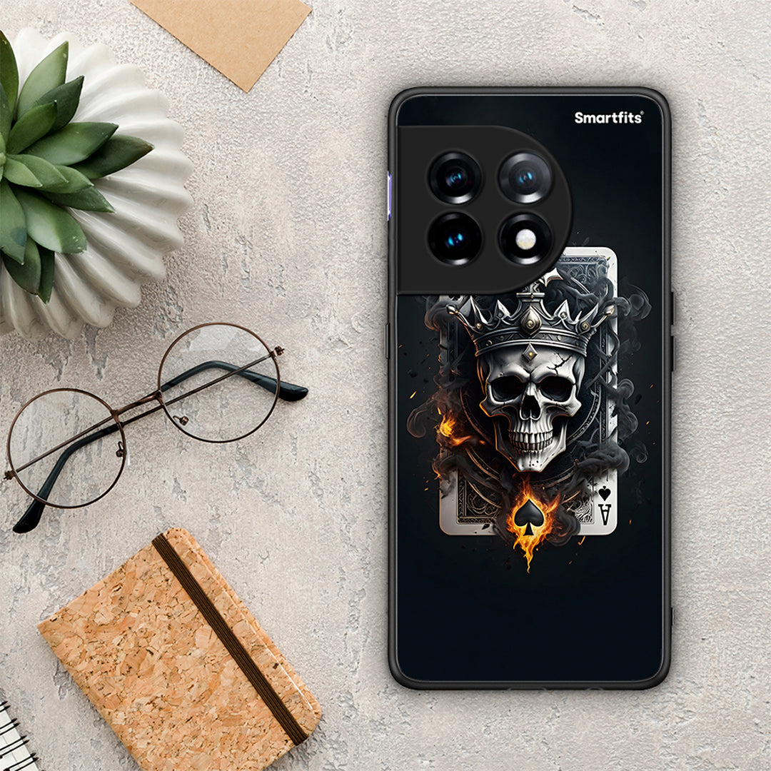 Θήκη OnePlus 11 5G Skull King Ace από τη Smartfits με σχέδιο στο πίσω μέρος και μαύρο περίβλημα | OnePlus 11 5G Skull King Ace Case with Colorful Back and Black Bezels