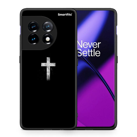 Θήκη OnePlus 11R / ACE 2 5G White Cross από τη Smartfits με σχέδιο στο πίσω μέρος και μαύρο περίβλημα | OnePlus 11R / ACE 2 5G White Cross Case with Colorful Back and Black Bezels