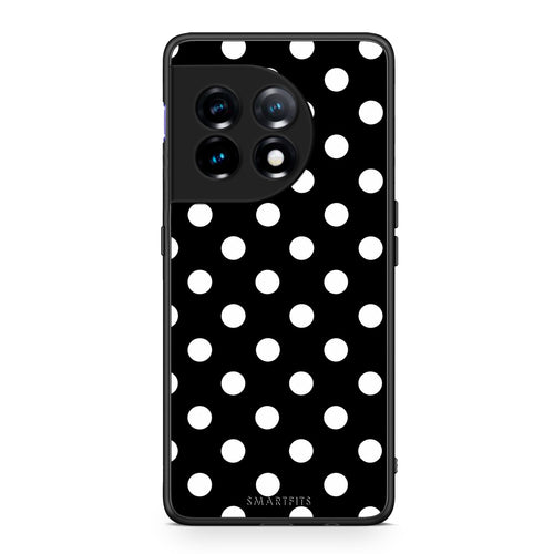 Θήκη OnePlus 11R / ACE 2 5G White Polka Dots on Black από τη Smartfits με σχέδιο στο πίσω μέρος και μαύρο περίβλημα | OnePlus 11R / ACE 2 5G White Polka Dots on Black case with colorful back and black bezels