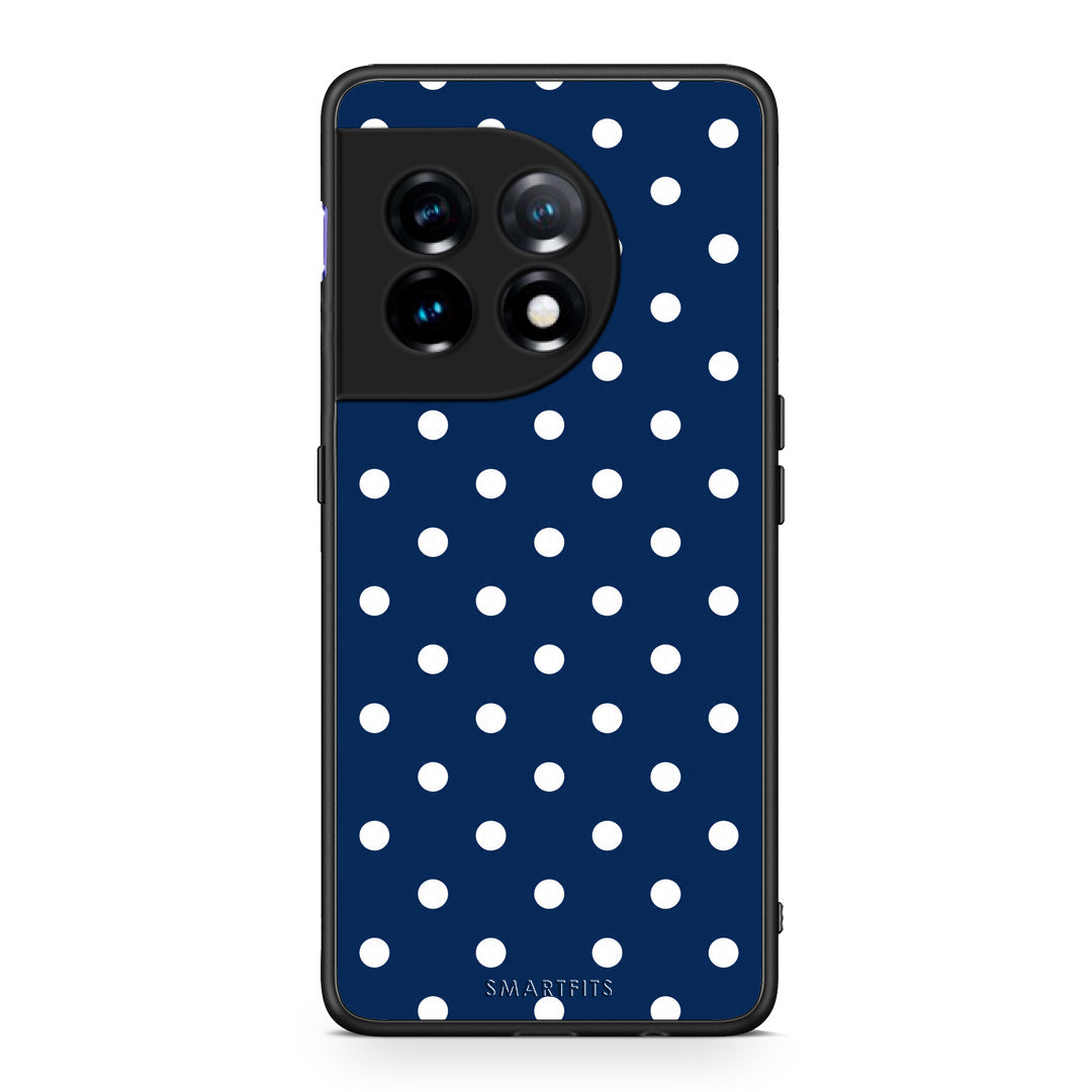 Θήκη OnePlus 11R / ACE 2 5G White Small Polka Dots on Navy από τη Smartfits με σχέδιο στο πίσω μέρος και μαύρο περίβλημα | OnePlus 11R / ACE 2 5G White Small Polka Dots on Navy case with colorful back and black bezels