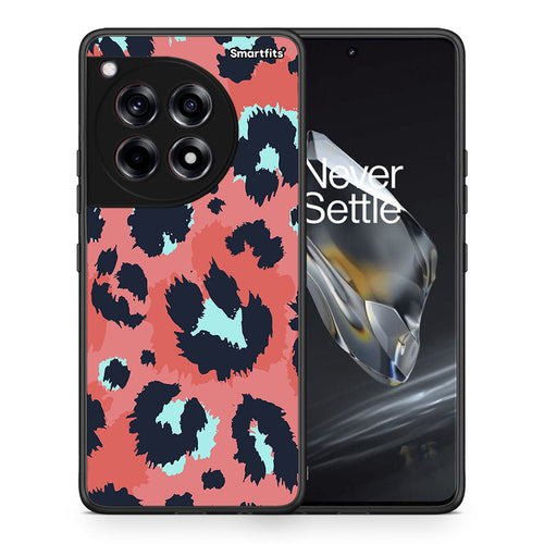Θήκη OnePlus 12 Pink Leopard Animal από τη Smartfits με σχέδιο στο πίσω μέρος και μαύρο περίβλημα | OnePlus 12 Pink Leopard Animal case with colorful back and black bezels