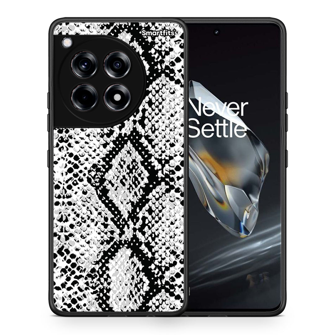 Θήκη OnePlus 12 White Snake Animal από τη Smartfits με σχέδιο στο πίσω μέρος και μαύρο περίβλημα | OnePlus 12 White Snake Animal case with colorful back and black bezels