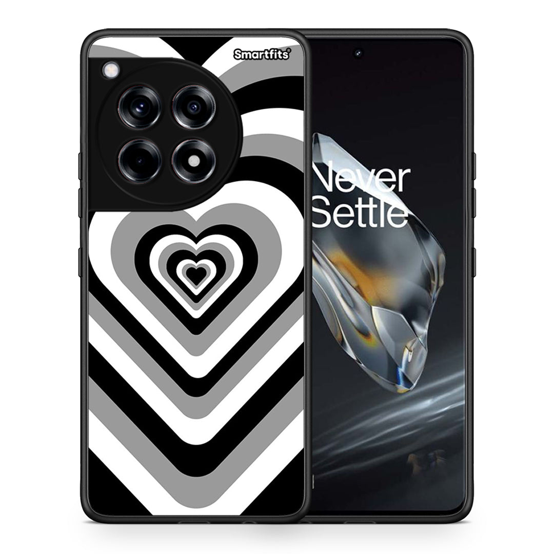 Θήκη OnePlus 12 Black Hearts από τη Smartfits με σχέδιο στο πίσω μέρος και μαύρο περίβλημα | OnePlus 12 Black Hearts case with colorful back and black bezels
