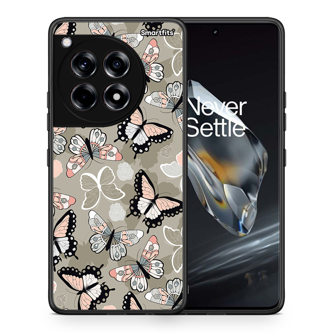 Θήκη OnePlus 12 Butterflies Boho από τη Smartfits με σχέδιο στο πίσω μέρος και μαύρο περίβλημα | OnePlus 12 Butterflies Boho case with colorful back and black bezels