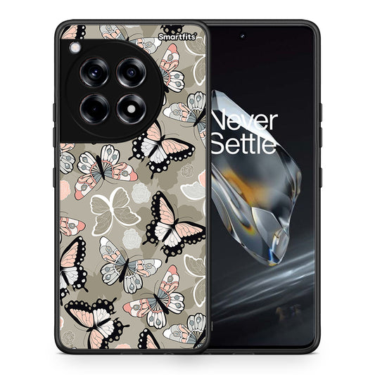 Θήκη OnePlus 12 Butterflies Boho από τη Smartfits με σχέδιο στο πίσω μέρος και μαύρο περίβλημα | OnePlus 12 Butterflies Boho case with colorful back and black bezels