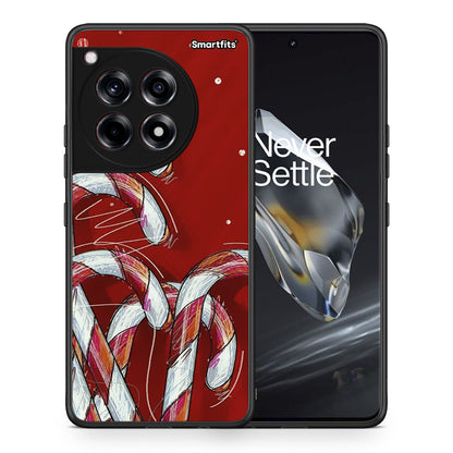 Θήκη OnePlus 12 Candy Cane από τη Smartfits με σχέδιο στο πίσω μέρος και μαύρο περίβλημα | OnePlus 12 Candy Cane case with colorful back and black bezels