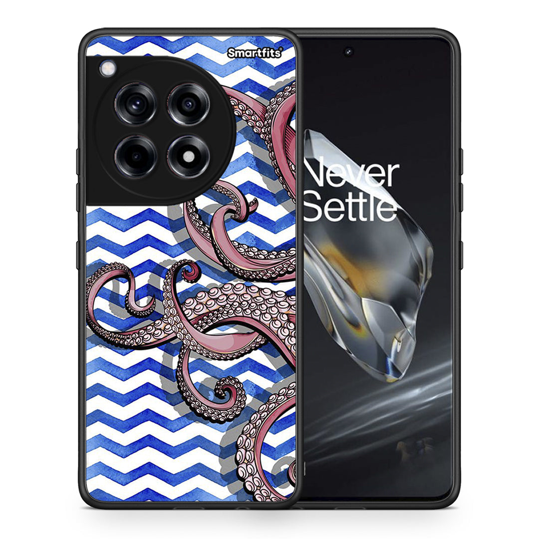 Θήκη OnePlus 12 Chevron Devilfish από τη Smartfits με σχέδιο στο πίσω μέρος και μαύρο περίβλημα | OnePlus 12 Chevron Devilfish case with colorful back and black bezels