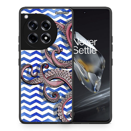 Θήκη OnePlus 12 Chevron Devilfish από τη Smartfits με σχέδιο στο πίσω μέρος και μαύρο περίβλημα | OnePlus 12 Chevron Devilfish case with colorful back and black bezels