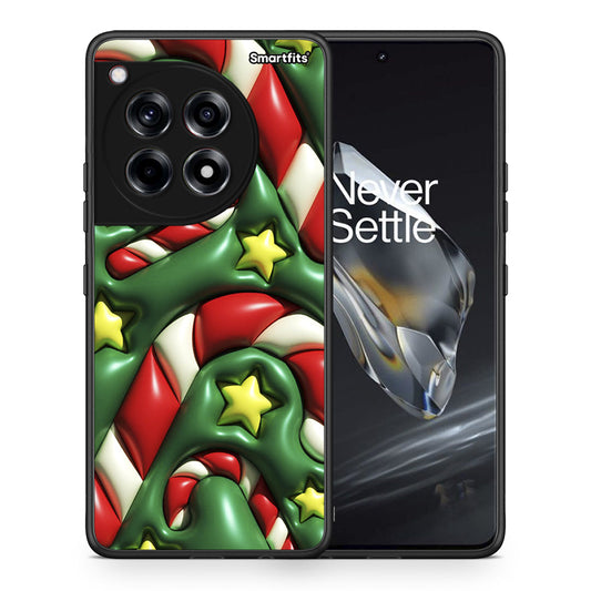 Θήκη OnePlus 12 Christmas Bubbles από τη Smartfits με σχέδιο στο πίσω μέρος και μαύρο περίβλημα | OnePlus 12 Christmas Bubbles case with colorful back and black bezels