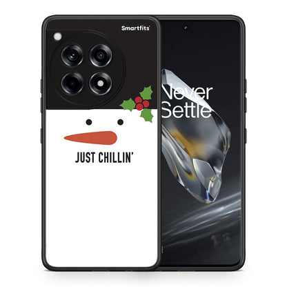 Θήκη OnePlus 12 Christmas Chillin από τη Smartfits με σχέδιο στο πίσω μέρος και μαύρο περίβλημα | OnePlus 12 Christmas Chillin case with colorful back and black bezels