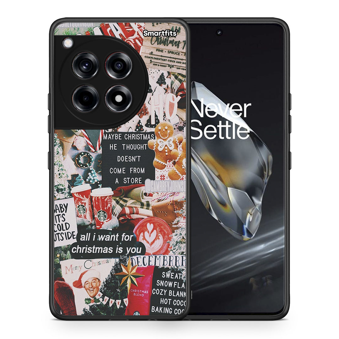 Θήκη OnePlus 12 Christmas Happiness από τη Smartfits με σχέδιο στο πίσω μέρος και μαύρο περίβλημα | OnePlus 12 Christmas Happiness case with colorful back and black bezels