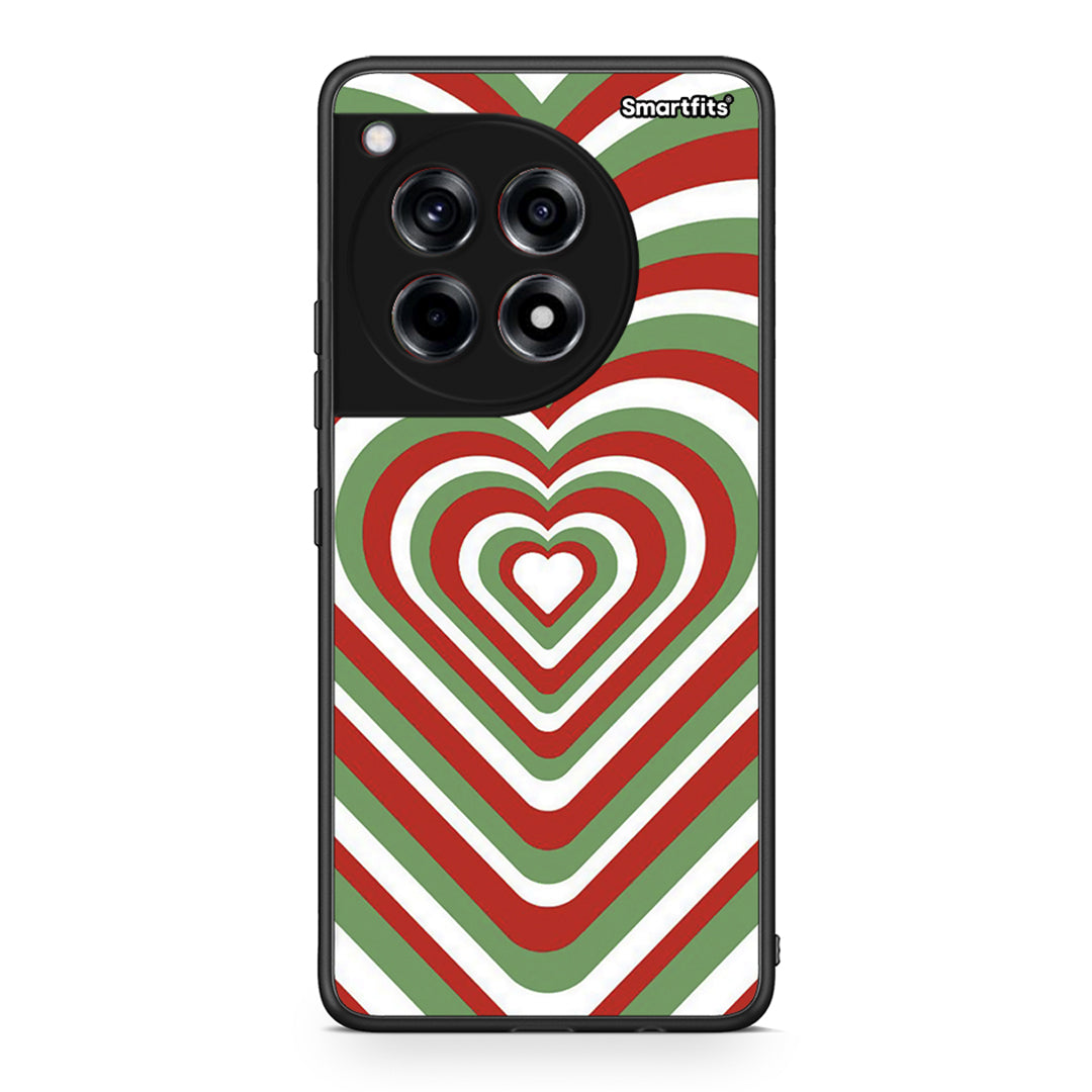OnePlus 12 Christmas Hearts θήκη από τη Smartfits με σχέδιο στο πίσω μέρος και μαύρο περίβλημα | Smartphone case with colorful back and black bezels by Smartfits