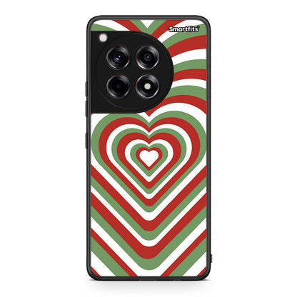 OnePlus 12 Christmas Hearts θήκη από τη Smartfits με σχέδιο στο πίσω μέρος και μαύρο περίβλημα | Smartphone case with colorful back and black bezels by Smartfits