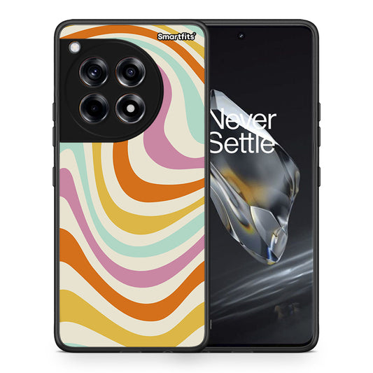 Θήκη OnePlus 12 Colourful Waves από τη Smartfits με σχέδιο στο πίσω μέρος και μαύρο περίβλημα | OnePlus 12 Colourful Waves case with colorful back and black bezels