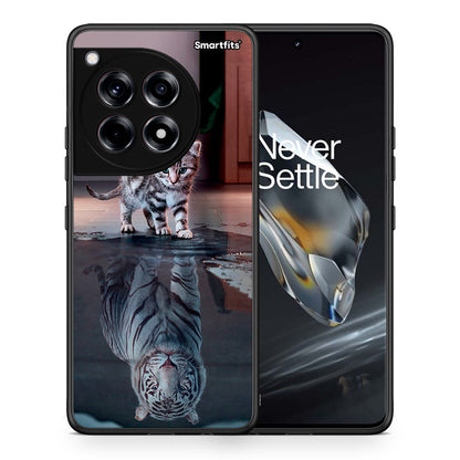 Θήκη OnePlus 12 Tiger Cute από τη Smartfits με σχέδιο στο πίσω μέρος και μαύρο περίβλημα | OnePlus 12 Tiger Cute case with colorful back and black bezels