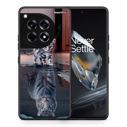 Θήκη OnePlus 12 Tiger Cute από τη Smartfits με σχέδιο στο πίσω μέρος και μαύρο περίβλημα | OnePlus 12 Tiger Cute case with colorful back and black bezels