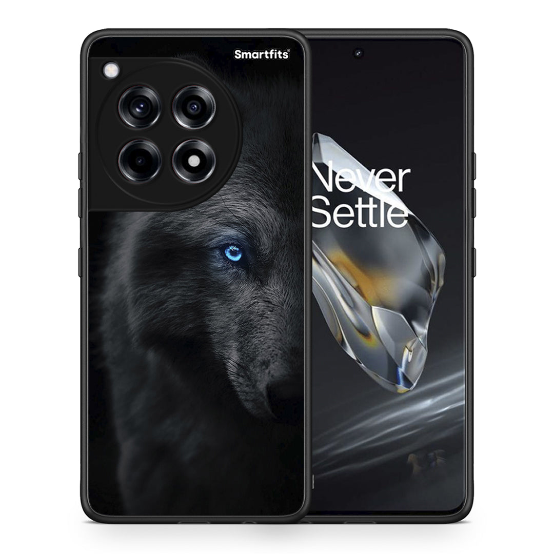 Θήκη OnePlus 12 Dark Wolf από τη Smartfits με σχέδιο στο πίσω μέρος και μαύρο περίβλημα | OnePlus 12 Dark Wolf case with colorful back and black bezels