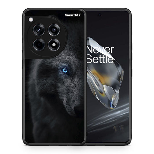 Θήκη OnePlus 12 Dark Wolf από τη Smartfits με σχέδιο στο πίσω μέρος και μαύρο περίβλημα | OnePlus 12 Dark Wolf case with colorful back and black bezels