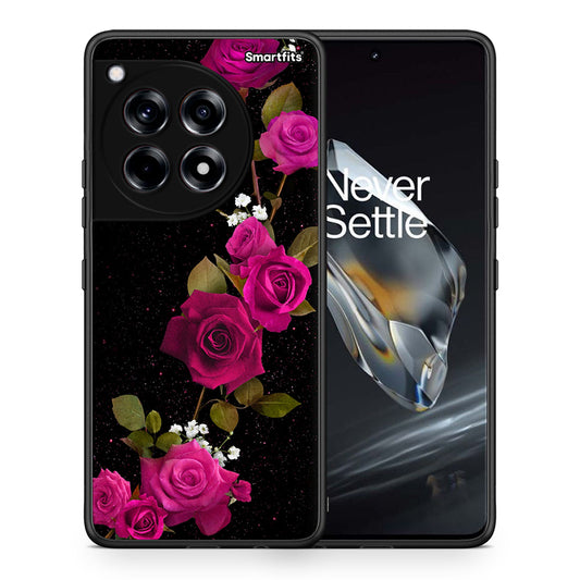 Θήκη OnePlus 12 Red Roses Flower από τη Smartfits με σχέδιο στο πίσω μέρος και μαύρο περίβλημα | OnePlus 12 Red Roses Flower case with colorful back and black bezels