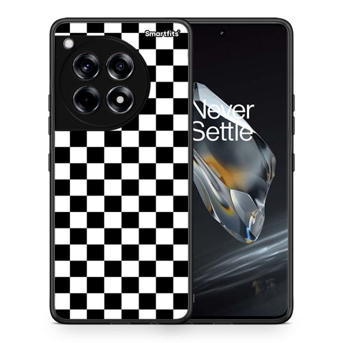 Θήκη OnePlus 12 Squares Geometric από τη Smartfits με σχέδιο στο πίσω μέρος και μαύρο περίβλημα | OnePlus 12 Squares Geometric case with colorful back and black bezels