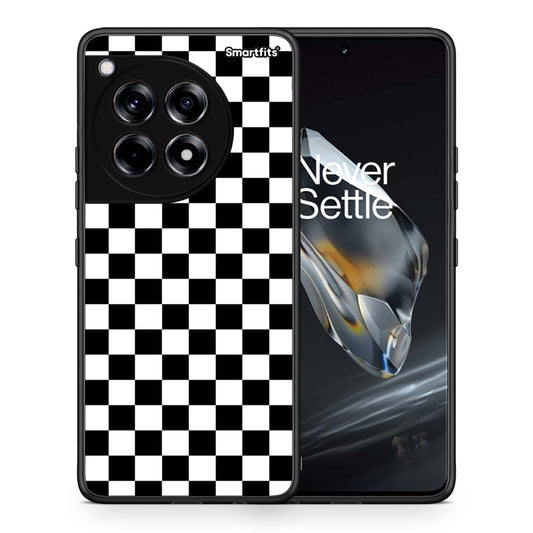 Θήκη OnePlus 12 Squares Geometric από τη Smartfits με σχέδιο στο πίσω μέρος και μαύρο περίβλημα | OnePlus 12 Squares Geometric case with colorful back and black bezels