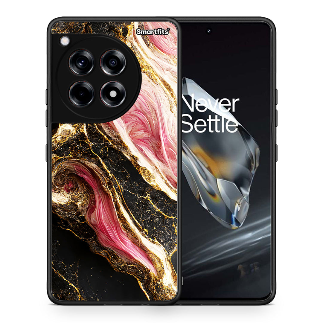 Θήκη OnePlus 12 Glamorous Pink Marble από τη Smartfits με σχέδιο στο πίσω μέρος και μαύρο περίβλημα | OnePlus 12 Glamorous Pink Marble case with colorful back and black bezels