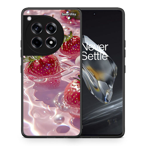 Θήκη OnePlus 12 Juicy Strawberries από τη Smartfits με σχέδιο στο πίσω μέρος και μαύρο περίβλημα | OnePlus 12 Juicy Strawberries case with colorful back and black bezels