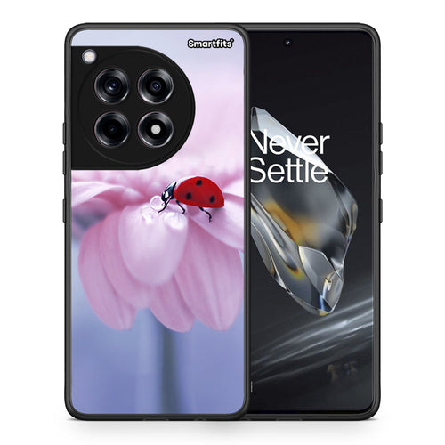Θήκη OnePlus 12 Ladybug Flower από τη Smartfits με σχέδιο στο πίσω μέρος και μαύρο περίβλημα | OnePlus 12 Ladybug Flower case with colorful back and black bezels