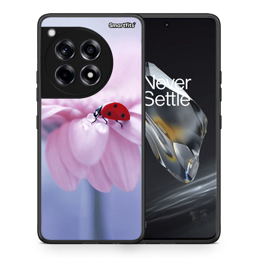 Θήκη OnePlus 12 Ladybug Flower από τη Smartfits με σχέδιο στο πίσω μέρος και μαύρο περίβλημα | OnePlus 12 Ladybug Flower case with colorful back and black bezels