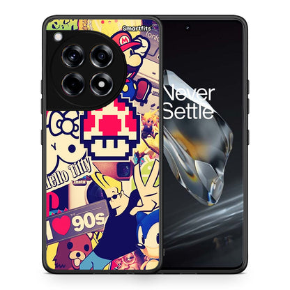 Θήκη OnePlus 12 Love The 90s από τη Smartfits με σχέδιο στο πίσω μέρος και μαύρο περίβλημα | OnePlus 12 Love The 90s case with colorful back and black bezels