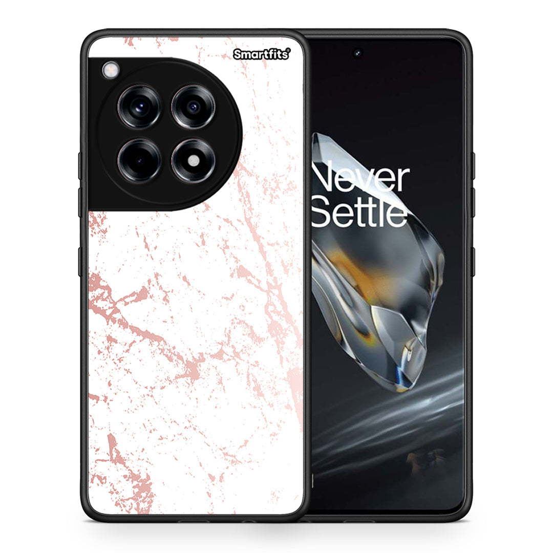 Θήκη OnePlus 12 Pink Splash Marble από τη Smartfits με σχέδιο στο πίσω μέρος και μαύρο περίβλημα | OnePlus 12 Pink Splash Marble case with colorful back and black bezels