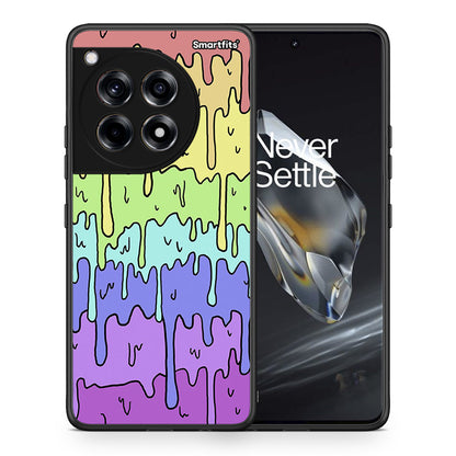 Θήκη OnePlus 12 Melting Rainbow από τη Smartfits με σχέδιο στο πίσω μέρος και μαύρο περίβλημα | OnePlus 12 Melting Rainbow case with colorful back and black bezels