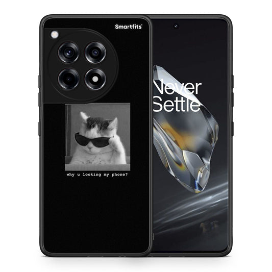 Θήκη OnePlus 12 Meme Cat από τη Smartfits με σχέδιο στο πίσω μέρος και μαύρο περίβλημα | OnePlus 12 Meme Cat case with colorful back and black bezels
