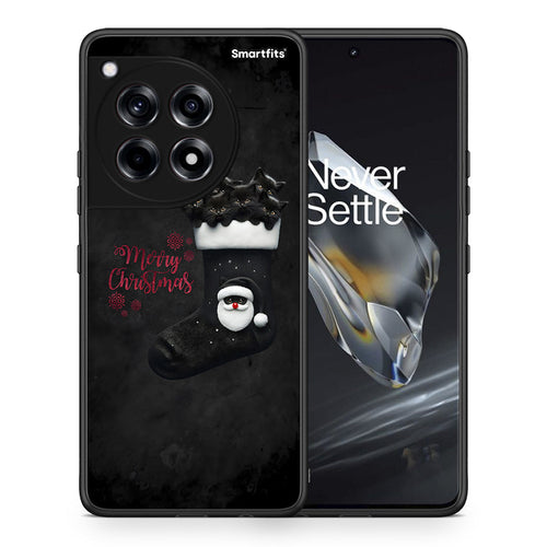 Θήκη OnePlus 12 Merry Cat Christmas από τη Smartfits με σχέδιο στο πίσω μέρος και μαύρο περίβλημα | OnePlus 12 Merry Cat Christmas case with colorful back and black bezels
