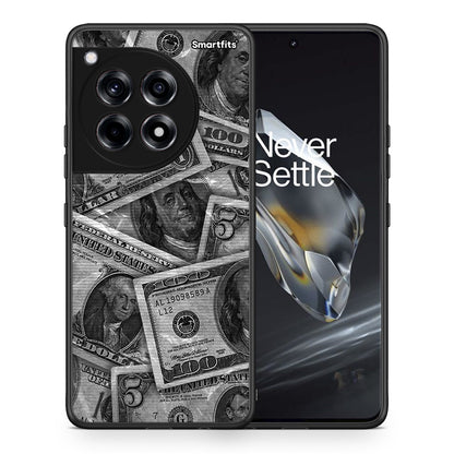 Θήκη OnePlus 12 Money Dollars από τη Smartfits με σχέδιο στο πίσω μέρος και μαύρο περίβλημα | OnePlus 12 Money Dollars case with colorful back and black bezels