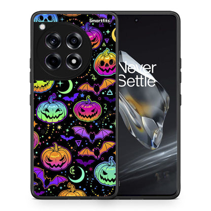 Θήκη OnePlus 12 Neon Halloween από τη Smartfits με σχέδιο στο πίσω μέρος και μαύρο περίβλημα | OnePlus 12 Neon Halloween case with colorful back and black bezels