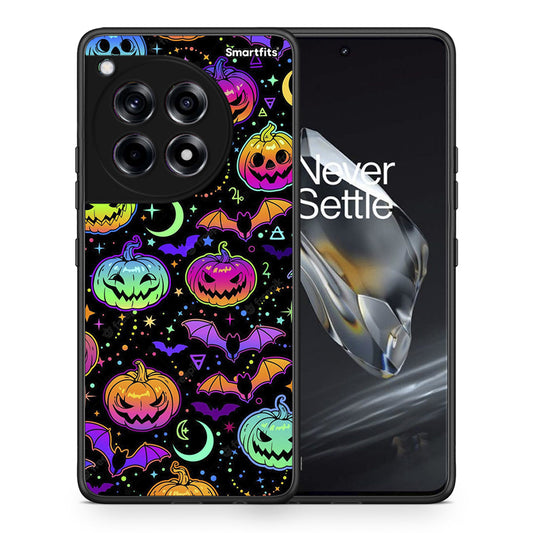 Θήκη OnePlus 12 Neon Halloween από τη Smartfits με σχέδιο στο πίσω μέρος και μαύρο περίβλημα | OnePlus 12 Neon Halloween case with colorful back and black bezels