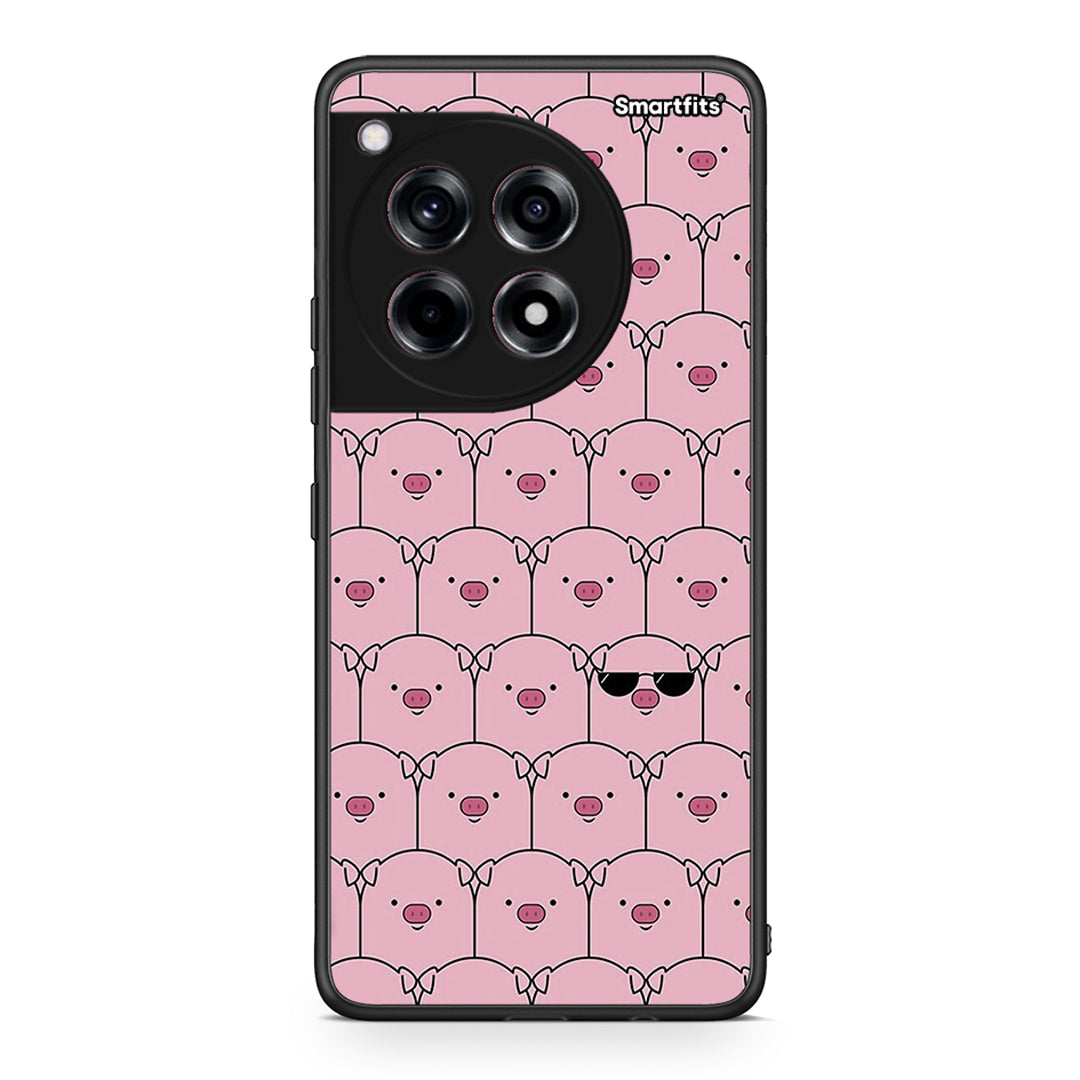 OnePlus 12 Pig Glasses θήκη από τη Smartfits με σχέδιο στο πίσω μέρος και μαύρο περίβλημα | Smartphone case with colorful back and black bezels by Smartfits